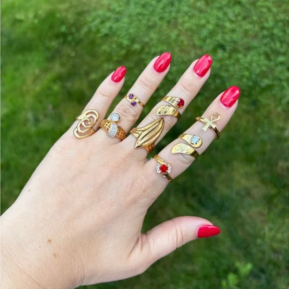 Elegant Golden Ring Collection - Picture 2 of 2